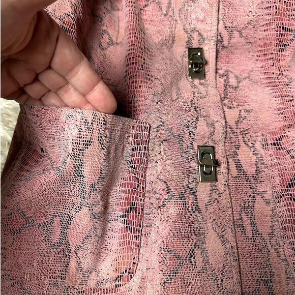 Vintage Lisa International Women Large Pink Snake Skin Suede Cotton Artsy Vest - Picture 8 of 9